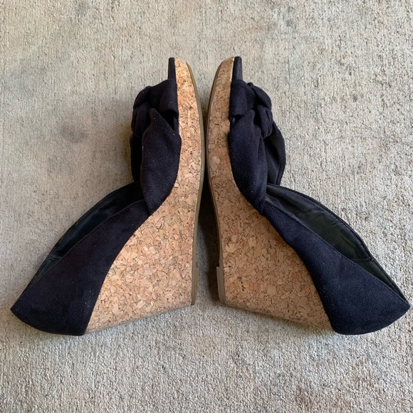 H&M Black Suede Wedge Open Toe Size 7 US Womens - Picture 4 of 7